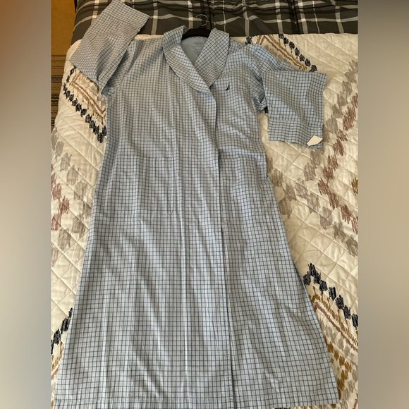 Nautica Vintage Light Blue Plaid Pockets Cotton robe, Large checkered. NWT - Picture 11 of 12